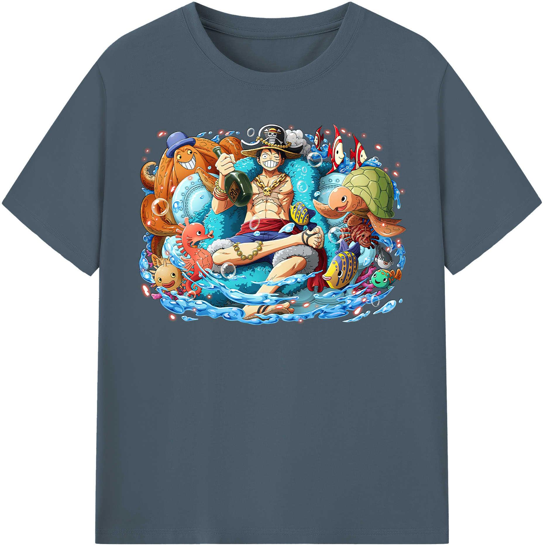 ワンピース モンキー・D・ルフィ ONE PIECE Monkey D. Luffy 綿100％半袖Tシャツ（フロントプリント）